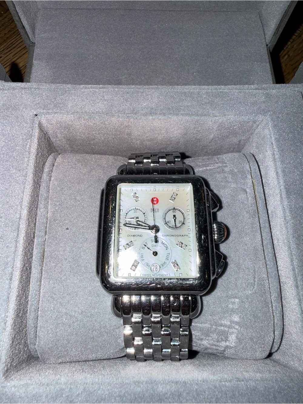 Michele Silver-Tone Linked Bracelet Watch Band - Picture 3 of 6